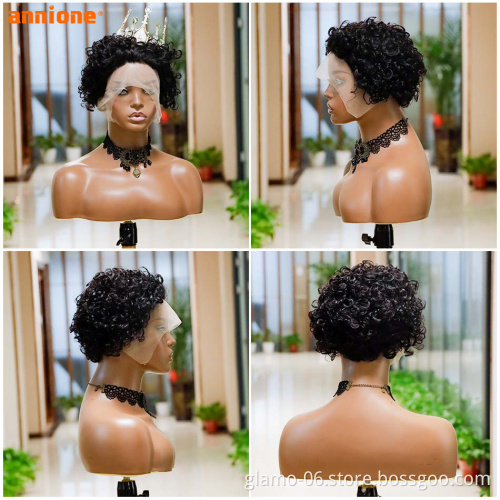 Perruque pixie cut human hair wig for black women,wholesale glueless 13x4 LACE FRONT peruvian bob wig,short HAIR pixie curls wig